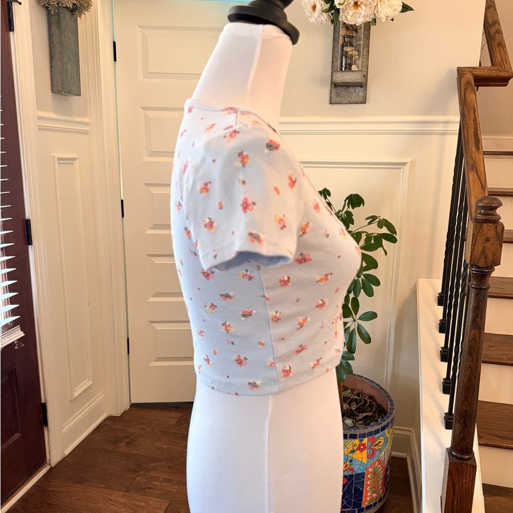 Cotton On NWOT Sammie Scoop Neck Short Sleeve Floral Button Up - Lavender - Picture 7 of 10